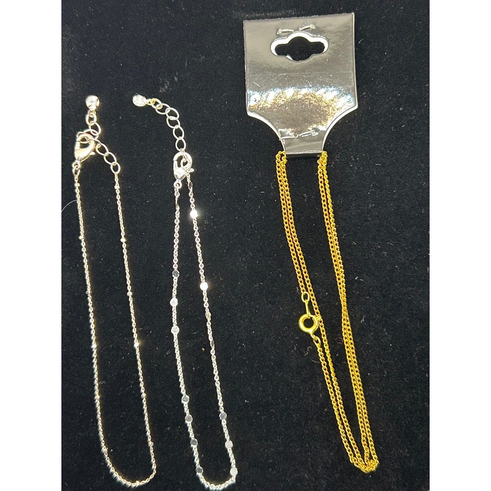 Bracelets and Necklace Set Gold Silver Dainty Minimalist 3pc Bundle‎ Simple